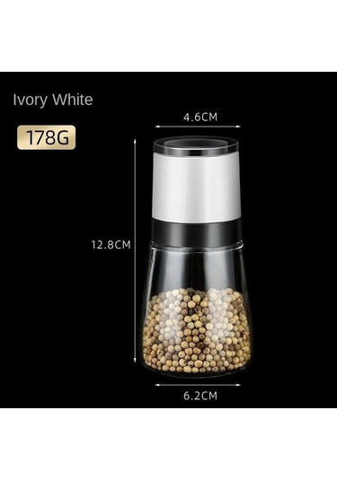 Besthome1 Karabiber Öğütücü Beyaz Şişe Manuel Gül Tuzu Tamamlayıcı El Bükülmüş Biber Tozu Fırın Yemeği İçin Beyaz
