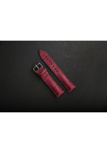 Hakiki Deri 20mm Akıllı Pimli Saat Kordonu Bordo