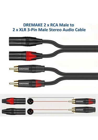Xuweiwei Dremake Profesyonel Dual Xlr Rca Ses Kablosu 6ft Siyah