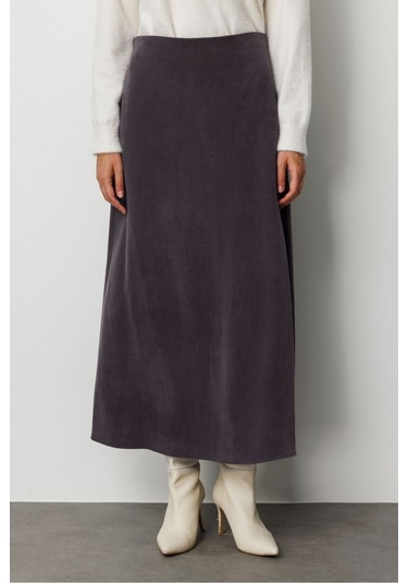 Mizalle A Kesim Cupro Siyah Maksi Etek Siyah