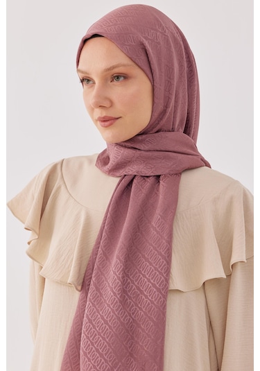 Mirsoy Scarf Halka Desen Parlak Jakar Şal - Leylak Leylak