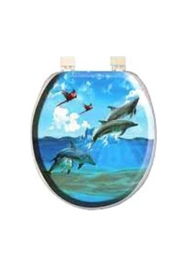 Desenli Yumuşak Klozet Kapak Büyük Puf Çok Renkli