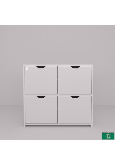 Ayakabılık Hol & Antre 4 Kapaklı 8 Raflı Beyaz