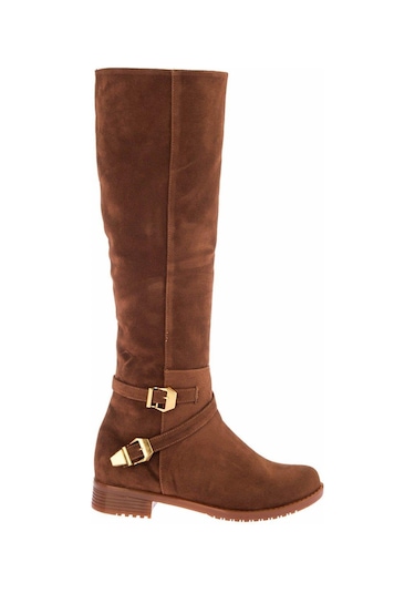 Fox Shoes E726203402 Taba/altın Süet Alçak Topuklu Kadın Çizme Taba/altın-süet