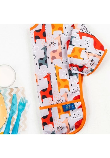 Candar Graffe Desenli Sıvı Geçirmez Uzun Kol Aktivite Ve Mama Önlüğü 6-24 Ay Standart Çok Renkli