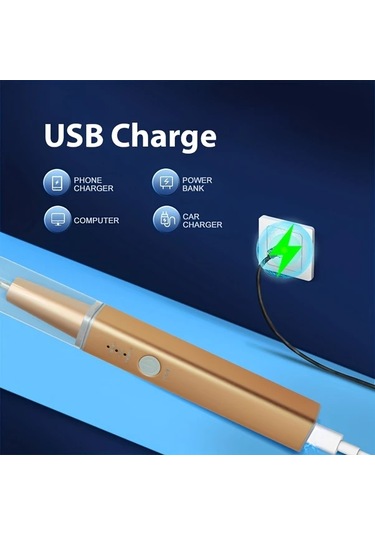 Willowhaven Golden Evde Kullanım İçin 3 Modlu 4 Metal Başlı Led Aydınlatmalı Elektrikli Diş Temizleyici Seti