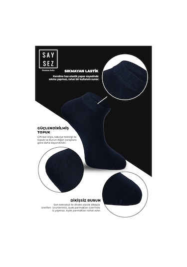 Bambu Erkek Patik Düz Lacivert Çorap Dikişsiz Premium Kutulu 6'lı Lacivert