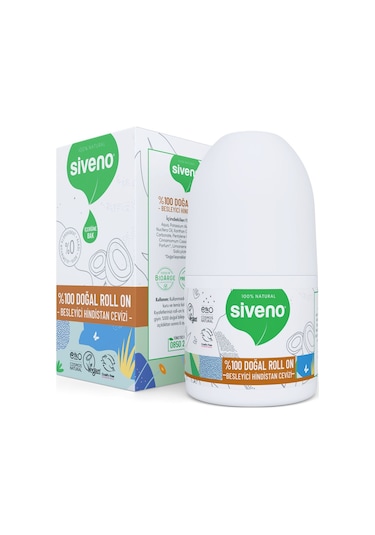 Siveno %100 Doğal Roll On Hindistan Cevizli Deodorant Ter Kokusu Önleyici Bitkisel Leke Bırakmayan Vegan 50 ML
