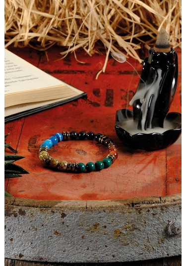 Ssilhoutte Doğaltaş Sertifikalı Oğlak Burcu Doğal Taş Kadın Erkek Bileklik Jasper,malahit,akik,ametist Hematit 8mm Çok Renkli