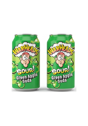 Warheads Sour Green Apple Soda - Ekşi Elma Aromalı Gazlı İçecek 330ml 2 Adet