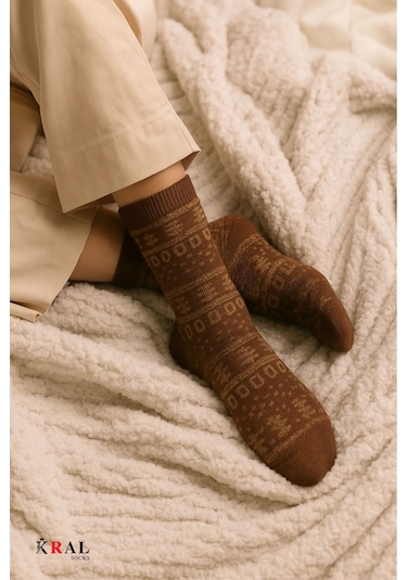 Kral Socks Kadın Havlu 3 Çift Kışlık Yün Çorap Bambu + Yün Sonbahar Serisi Çok Renkli