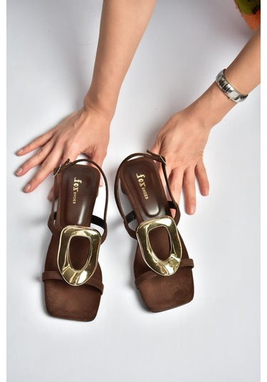 Fox Shoes Y282440002 Kahverengi Süet Alçak Kalın Topuklu Kadın Ayakkabı
