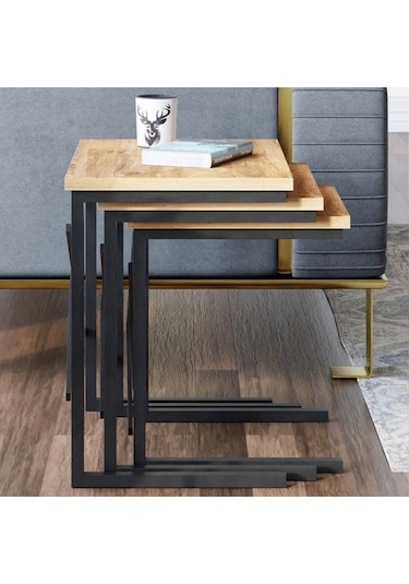 Ceramical Metal Ayaklı X Eco Zigon Sehpa - Atlantik Çam Atlantik Çam