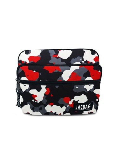 Jacbag Kırmızı Kamuflaj Erkek Çocuk/yetişkin Üç Cepli Tablet Telefon Not Defteri El Çantası Tablet Kılıfı