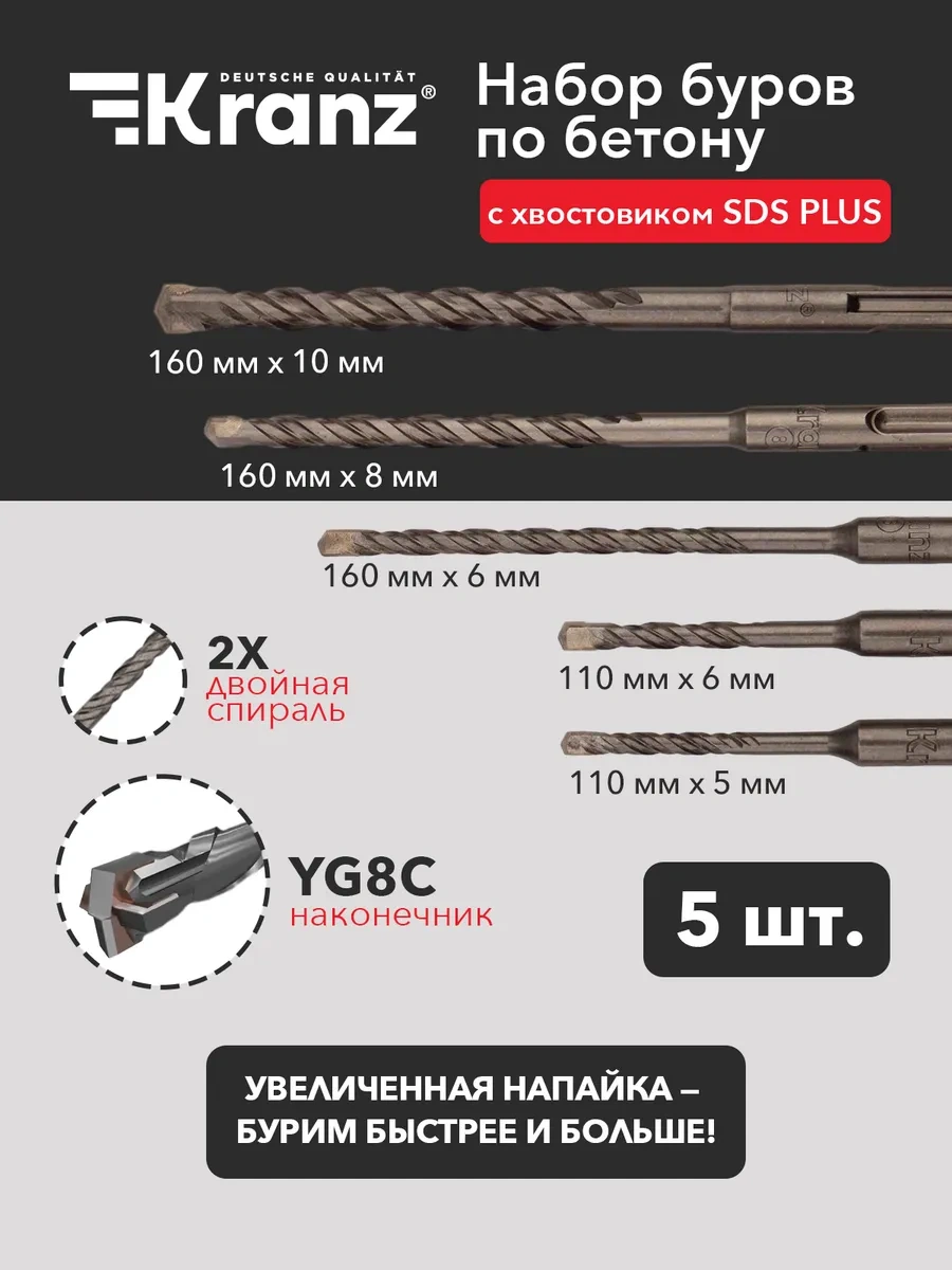 Kranz Beton İçin Sds Plus 5 Parça Matkap Ucu Seti 38119052