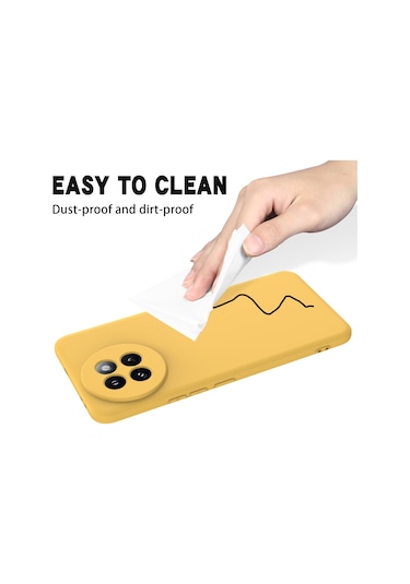 Xiaomi 14 Civi / Civi 4 Pro İçin Düz Renk Sıvı Silikon Damlamaz Tam Kapsama Telefon Kılıfı Sarı