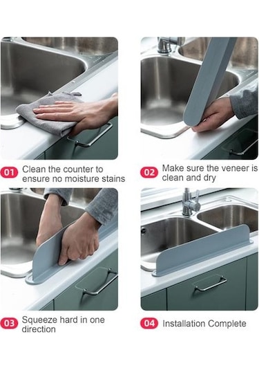 Su Deflektörü Kalınlaştırılmış Sıçramaya Dayanıklı Yağ Geçirmez Güçlü Vantuz Mutfak Lavabo Sıçrama Koruması Lavabo Flap Blok Su Bariyeri Ayrı Bölme