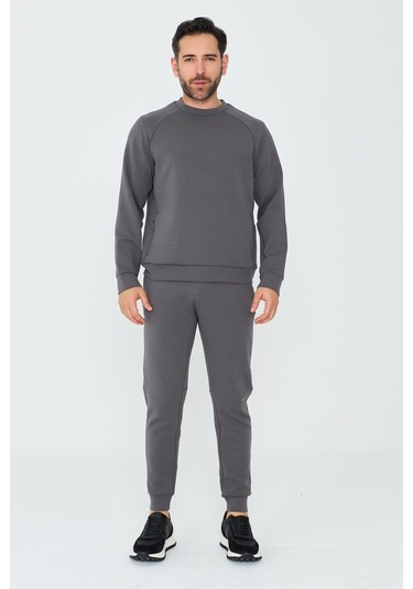White Stone Koyu Gri Pamuklu Erkek Basic Sweatshirt K.grey