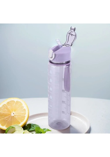 Ximistore9 800 Ml Mor Spor Su Bardağı: Cam Gibi Şeffaf, Tüp Lüleli, Isı Dayanıklı, Atlanır Kapaklı Ve Taşıma Koluyla Plastik Spor Kupa