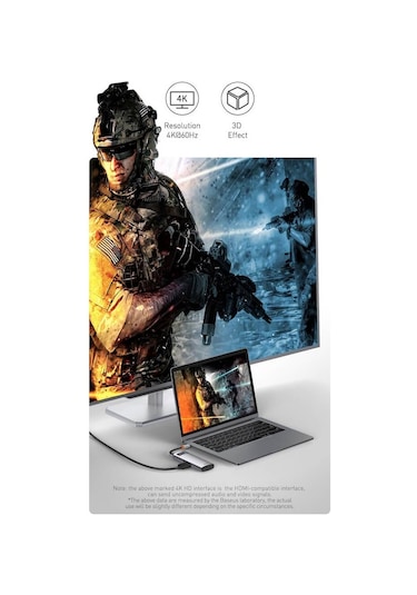 Baseus Metal Gleam 5in1 Multifonksiyonel Type-C Hub Dock Station