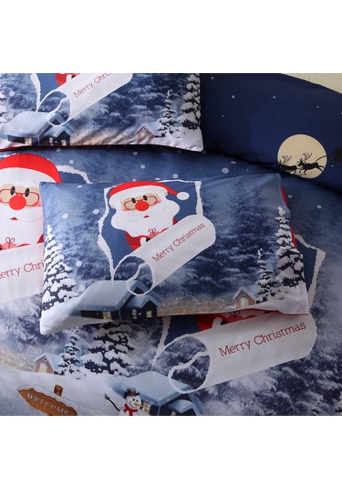 Qingmipy Noel Yatak Örtüsü Seti - Polyester Kumaş, Çift Kişilik, Yastık Kılıfı Dahil Çok Renkli