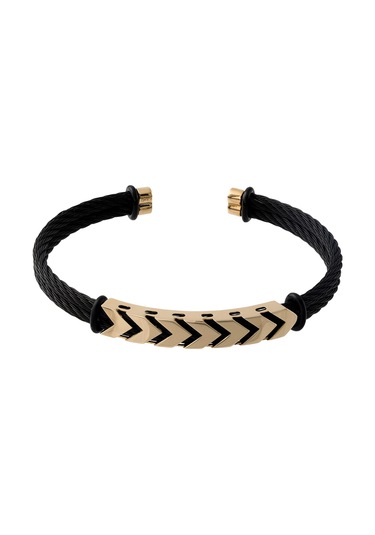 Cenova Kuyumculuk 14 Ayar Altın Çelik Siyah Erkek Bileklik Siyah