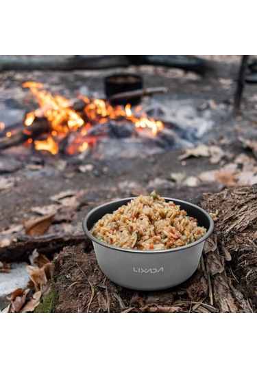 Açık Saf Ti Piknik Kase Taşınabilir Sofra Kamp Seyahat Anti-haşlanma Anında Erişte Kasesi Gümüş