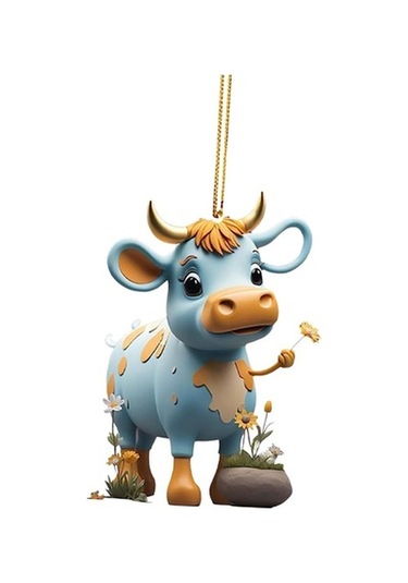 Lijinxu İnek Yılbaşı Ağacı Süslemeleri Ev Fotoğraf Sahne Oturma Odası İnek Araba Kolye Tarzı E