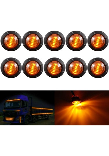 3/4" Yuvarlak Led Ön Arka Yan İşaret Işıkları Su Geçirmez Kurşun Geçirmez İşaret Işıkları 12v Araba Kamyon İçin Kehribar Kırmızı