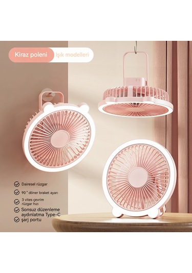 Aurora Usb Masa Lambası Elektrikli Fan Duvar Asılılfan 1 Pembe