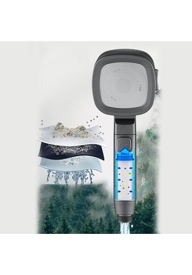 Gümüş Su Tasarruflu Duş Başlığı Anahtarlı 260 100mm Abs Gümüş