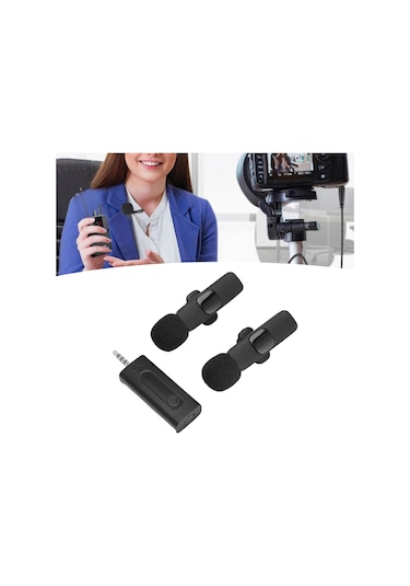 Kosona 2 Transmitterli Kablosuz Lavalier Mikrofon, Akıllı Gürültü Azaltma, 3.5mm Bağlantı, 8 Saat Süre, Canlı Yayın/vlog İçin Batarya Dahil