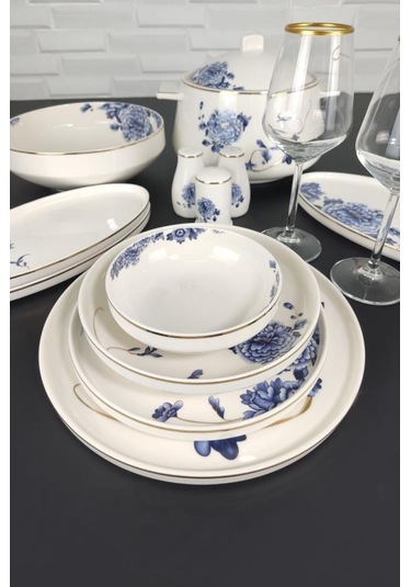 Roy King Blue Blanch 60 Parça Bone China Yemek Takımı Dsn 042