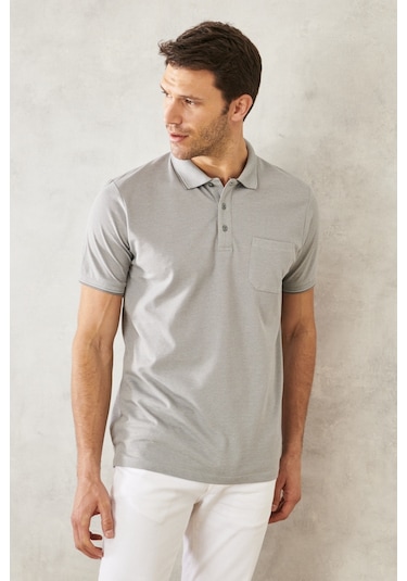 Ac&Co / Altınyıldız Classics Polo Yaka Cepli Regular Fit Bol Kesim Düz Tişört - 465114609 Gri Ac&Co / Altınyıldız Classics Polo Yaka Cepli Regular Fit Bol Kesim Düz Tişört - 465114609 Gri