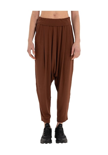 Inguz Beli Katlanabilir Yoga Şalvar Kahverengi
