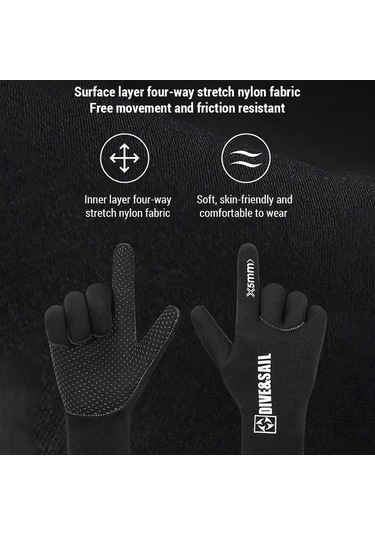 Pazly 5mm Isıtmalı Dalış Eldiveni - Uv Koruma, Kaydırmaz, Su Aktiviteleri Eldiveni