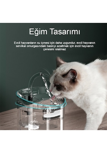 Interstech Akıllı Sessiz Kedi Sessiz Şeffaf Otomatik Pet Su Sebili