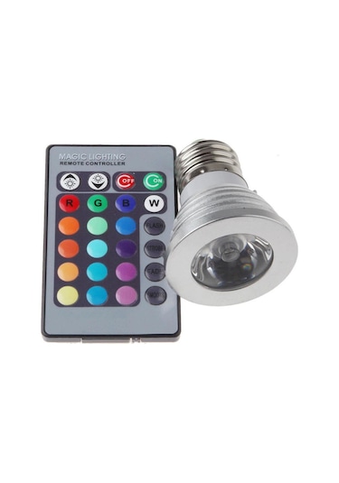 E27 3w Rgb Renk Değiştiren Spot Lamba, Ir Uzaktan Kumanda İle Ruh Hali Aydınlatması, Renkli Led Ampuller, Dimmable 85-265v Gümüş