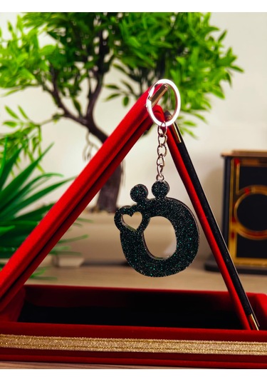 Harfli Anahtarlık Epoksi Kişiye Özel Yapım El Yapımı Harf Anahtarlık Kalp Model Özel Tasarım Hediyelik Ürün Kalp Desenli Simli Anahtarlık Bej