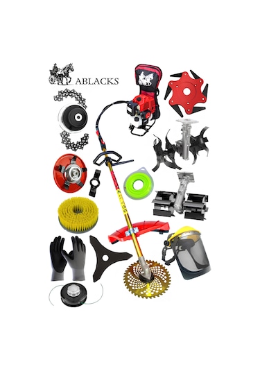 Ablacks C-52 Profesyonel Sırt Tırpan + Çift Çapa Aparatı + 10 Lu Bahçivan Seti
