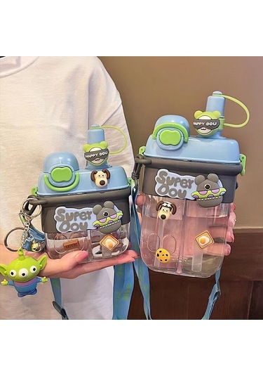 Yaz Saman Fincan Çift Içecek Çocuk Su Bardağı Kadın Öğrenciler Için Bölünmüş Bin Plastik Çift Bin Taşınabilir Su Isıtıcısı-800Ml Yeşil