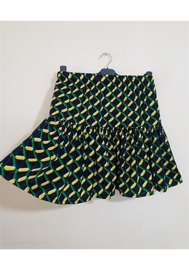 Kadın Şort Etek-143- Desenli Çok Renkli