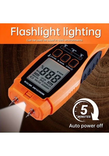 Motion003 2li 1 Arada Pimli Pimsiz Nem Olcer Ev Icin Kuf Test Kiti Turuncu Su Kacagi Dedektor Aydinlatmali Alarmli Pilsiz Ahsap Alcipan