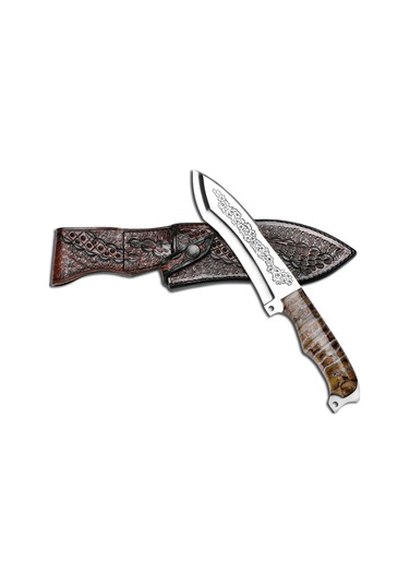 Bora Mamut Dişi Saplı Gravürlü Özel Tasarım Bıçak Sakura 2 Çok Renkli