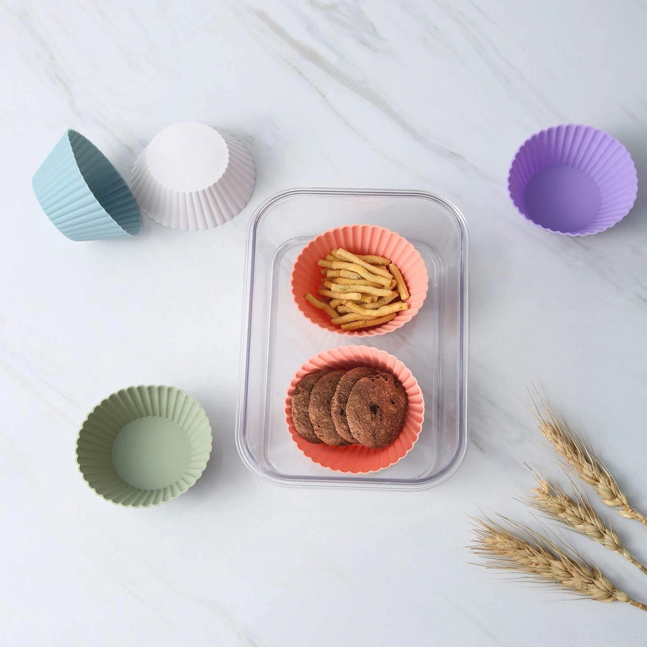 Yunboo Yemek Kalitesi Silikon 12 Adet 6 Renkli Muffin Kasesi - Fırın Uygun, Tekrarlı Kullanım, Anti Yapışkan Pastry Ve Cupcake Kalıbı Çok Renkli