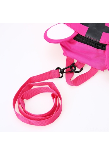 Wezone 1-3 Yaş Çocuk Nylon Sırt Çantası, Güven Kemerli 3d Kaplan Desenli, Oyuncak/kitap Taşıma, Dayanıklı Ve Konforlu, Pembe Kırmızı