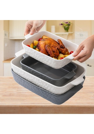 Suntek Fırın Kabı, Çok Amaçlı Pişirme Kullanışlı Derin Beyaz