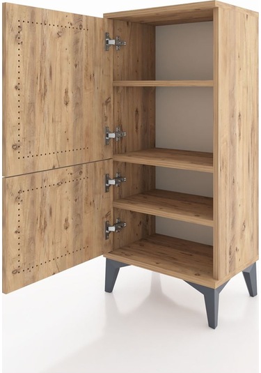 Arges Komodin 3 Raflı 2 Kapaklı 44x30x96 Çam-çam Çam