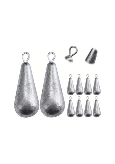 Topshop1 50g 10 Adet Kurşun Ağırlık Seti, Tatlı Ve Tuzlu Su Balıkçılığı İçin