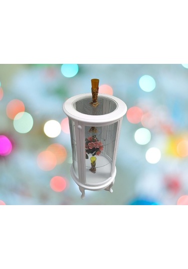 Bengimobilya Gümüşlük Yuvarlak Model 120 Cm Parlak Beyaz Kayın Lükens Aslan Ay (482395482)